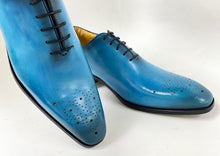 Load image into Gallery viewer, Burnished Calfskin Lace-Up Oxford Ocean Blue
