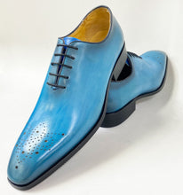 Load image into Gallery viewer, Burnished Calfskin Lace-Up Oxford Ocean Blue
