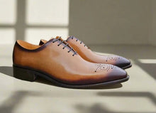 Load image into Gallery viewer, Burnished Calfskin Lace-Up Oxford Tan
