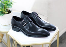 Load image into Gallery viewer, Burnished Calfskin Monkstrap Black
