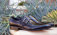 Load image into Gallery viewer, Burnished Calfskin Monkstrap Black
