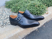Load image into Gallery viewer, Burnished Calfskin Monkstrap Navy
