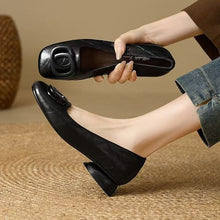 Load image into Gallery viewer, Women's French Vintage Round Toe Slip-On Flats – Low Chunky Heel Mary Jane Style

