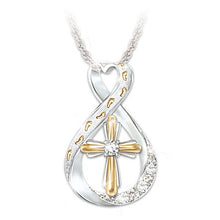 Load image into Gallery viewer, Cross Footprint Diamond Pendant Two Tone
