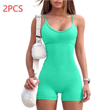 Load image into Gallery viewer, Spaghetti Strap Shorts Jumpsuit Sports Yoga Workout Tight Romper Women Fashion Fitness Sportwear
