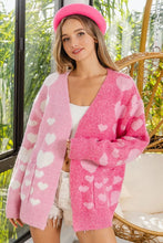 Load image into Gallery viewer, BiBi Heart Color Block V-Beck Knit Cardigan with Pockets
