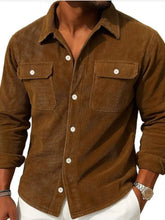 Load image into Gallery viewer, Men's Full Size Corduroy Long Sleeve Button-Down Shirt Plus Size
