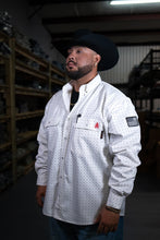 Load image into Gallery viewer, FR Pearl Snap Work Shirt - Phantom White - With U.S Flag
