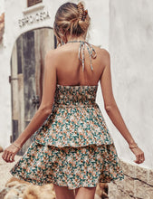 Load image into Gallery viewer, Summer Printed Halter Dress Fashion Boho Backless Ruffled A-Line Beach Dresses For Womens Clothing
