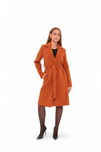 Load image into Gallery viewer, Windsor Classic Wraparound Cashmere Blend Overcoat in Cinnamon
