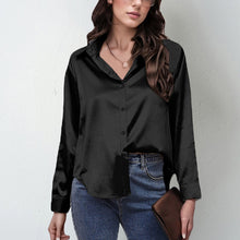 Load image into Gallery viewer, Women’s Satin Lapel Button-Down Blouse
