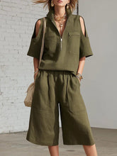 Load image into Gallery viewer, Short-Sleeve Shirt &amp; Loose Shorts Two-Piece Set | Casual
