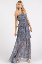 Load image into Gallery viewer, Ruffled Smocked Floral Halter Neck Maxi Dress For Summer – Feminine and Elegant Floral Maxi Dress with Smocked Waist
