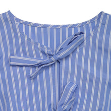 Load image into Gallery viewer, Women’s Striped Tie-Front Puff Sleeve Mini Dress
