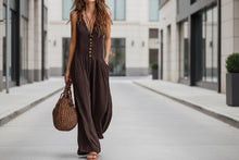 Load image into Gallery viewer, Women’s Loose V-Neck Sleeveless Wide-Leg Jumpsuit
