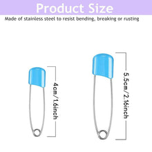 Load image into Gallery viewer, 50Pcs Baby Safety Pins Plastic Head Cloth Diaper Pins Stainless Steel Sewing Safety Pins for Quilting Knitting Stitch Markers Stainless Steel Nappy Pins for Quilting Sewing Locking Safety Pins
