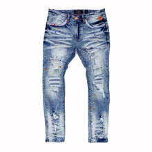 Load image into Gallery viewer, F1778  Frost Shredded Jeans w/ paint - Light Wash
