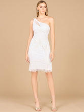 Load image into Gallery viewer, One Shoulder Fringe Short Bridal Dress
