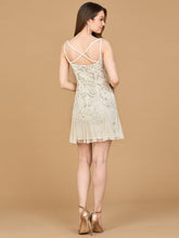 Load image into Gallery viewer, Lara 51211- Beaded Mini Wedding Dress with Godets
