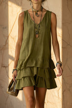 Load image into Gallery viewer, V-Neck Sleeveless Tiered Ruffle Mini Dress
