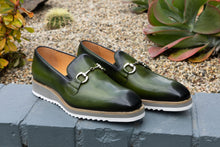 Load image into Gallery viewer, Calfskin Slip-On Horsebit Loafer Olive

