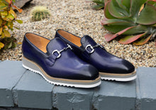 Load image into Gallery viewer, Calfskin Slip-On Horsebit Loafer Blue
