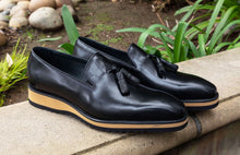 Load image into Gallery viewer, Calfskin Slip-On Tasseled Loafer Black
