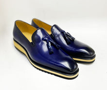 Load image into Gallery viewer, Calfskin Slip-On Tasseled Loafer Navy
