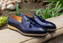 Load image into Gallery viewer, Calfskin Slip-On Tasseled Loafer Navy
