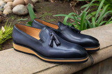 Load image into Gallery viewer, Calfskin Slip-On Tasseled Loafer Grey
