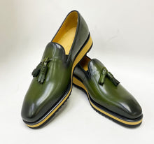 Load image into Gallery viewer, Calfskin Slip-On Tasseled Loafer Olive
