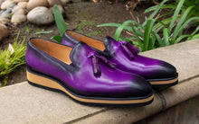 Load image into Gallery viewer, Calfskin Slip-On Tasseled Loafer Purple
