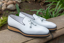 Load image into Gallery viewer, Calfskin Slip-On Tasseled Loafer White
