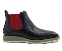 Load image into Gallery viewer, Burnished Calfskin Slip-On Boot Black/Red
