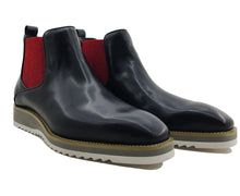 Load image into Gallery viewer, Burnished Calfskin Slip-On Boot Black/Red
