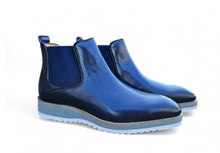 Load image into Gallery viewer, Burnished Calfskin Slip-On Boot Blue
