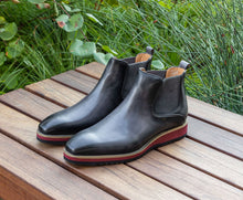 Load image into Gallery viewer, Burnished Calfskin Slip-On Boot Grey
