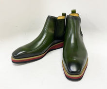 Load image into Gallery viewer, Burnished Calfskin Slip-On Boot Olive
