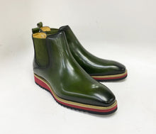 Load image into Gallery viewer, Burnished Calfskin Slip-On Boot Olive
