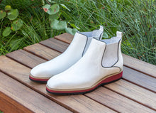 Load image into Gallery viewer, Burnished Calfskin Slip-On Boot White

