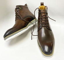 Load image into Gallery viewer, Burnished Calfskin Lace-Up Boot Brown
