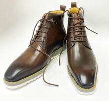 Load image into Gallery viewer, Burnished Calfskin Lace-Up Boot Brown
