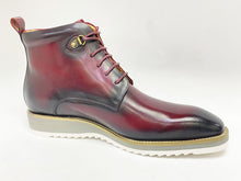 Load image into Gallery viewer, Burnished Calfskin Lace-Up Boot Burgundy
