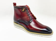 Load image into Gallery viewer, Burnished Calfskin Lace-Up Boot Burgundy
