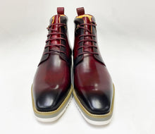 Load image into Gallery viewer, Burnished Calfskin Lace-Up Boot Burgundy
