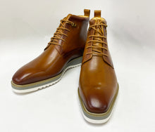 Load image into Gallery viewer, Burnished Calfskin Lace-Up Boot Cognac
