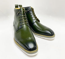 Load image into Gallery viewer, Burnished Calfskin Lace-Up Boot Hunter Green

