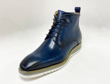Load image into Gallery viewer, Burnished Calfskin Lace-Up Boot Navy
