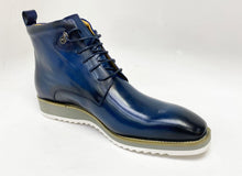 Load image into Gallery viewer, Burnished Calfskin Lace-Up Boot Navy
