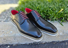 Load image into Gallery viewer, Burnished Calfskin Lace-Up Shoe Black
